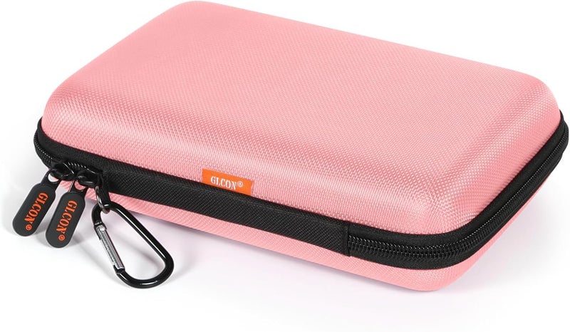 GLCON Large Hard Shell Carrying Case for External Hard Drive, Power Bank, Charger, Cable, Heart Monitor, Cell Phone, Electronic Accessories Organizer - Pink Storage Pouch Travel Bag for Girls, Women, Lady - Image 1